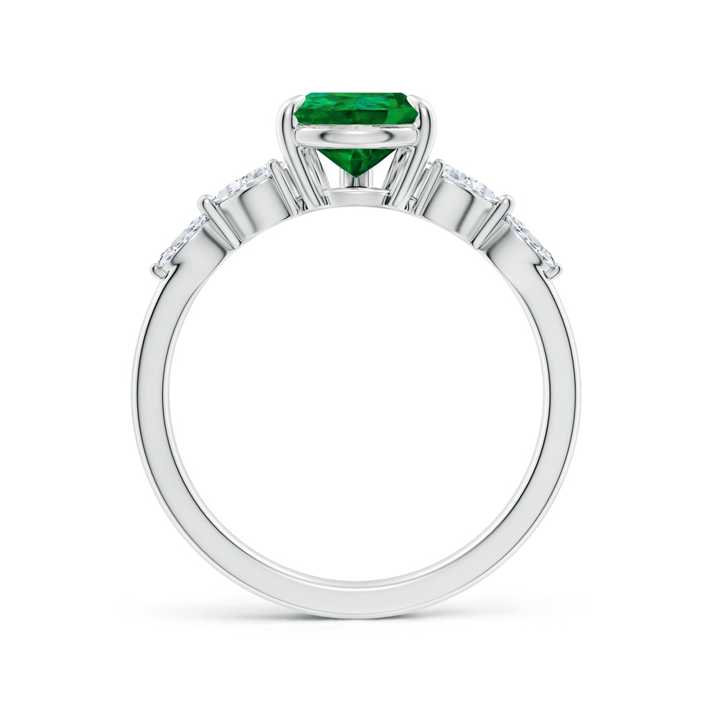 9x7mm Labgrown Lab-Grown Pear-Shaped Emerald Side Stone Engagement Ring in White Gold - side 199
