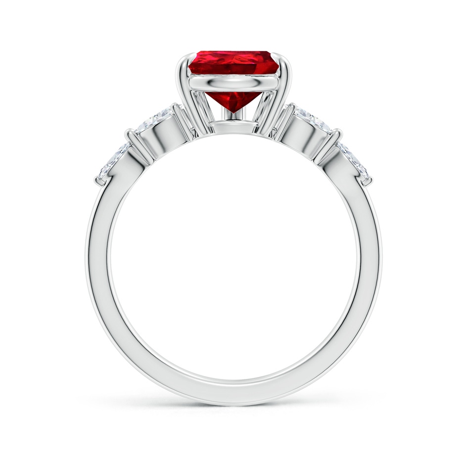 10x8mm Labgrown Lab-Grown Pear-Shaped Ruby Side Stone Engagement Ring in White Gold side 199