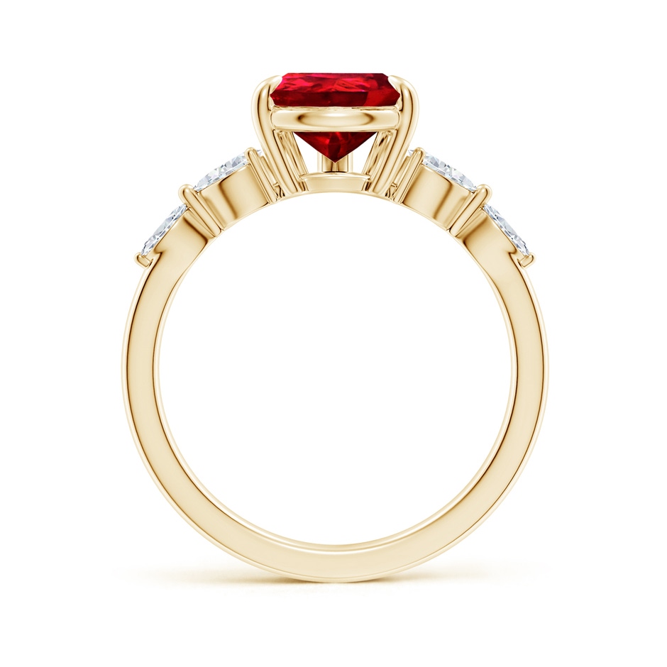 10x8mm Labgrown Lab-Grown Pear-Shaped Ruby Side Stone Engagement Ring in Yellow Gold side 199