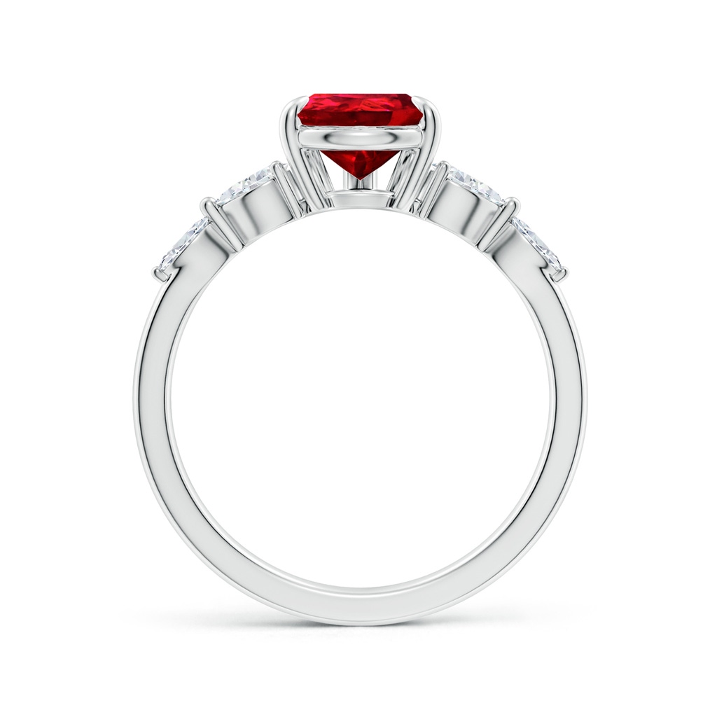 9x7mm Labgrown Lab-Grown Pear-Shaped Ruby Side Stone Engagement Ring in 18K White Gold - side 199