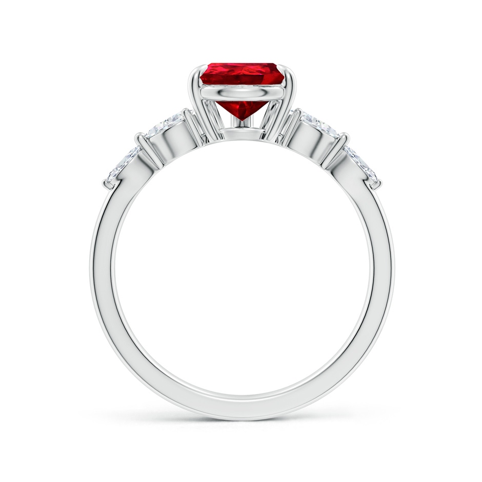 9x7mm Labgrown Lab-Grown Pear-Shaped Ruby Side Stone Engagement Ring in 18K White Gold side 199