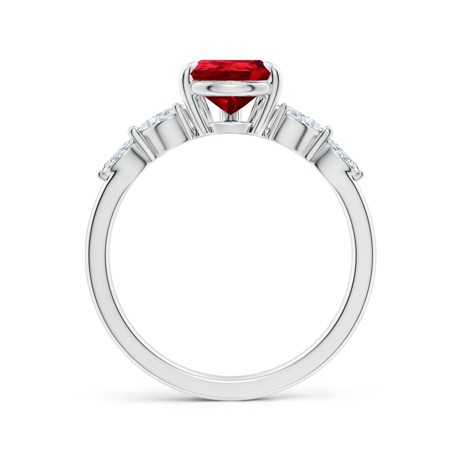 9x7mm Labgrown Lab-Grown Pear-Shaped Ruby Side Stone Engagement Ring in P950 Platinum - side 3
