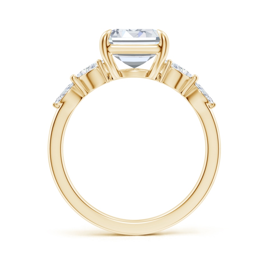10x7.5mm FGVS Claw-Set Emerald-Cut Lab-Grown Diamond Side Stone Engagement Ring in Yellow Gold side 199