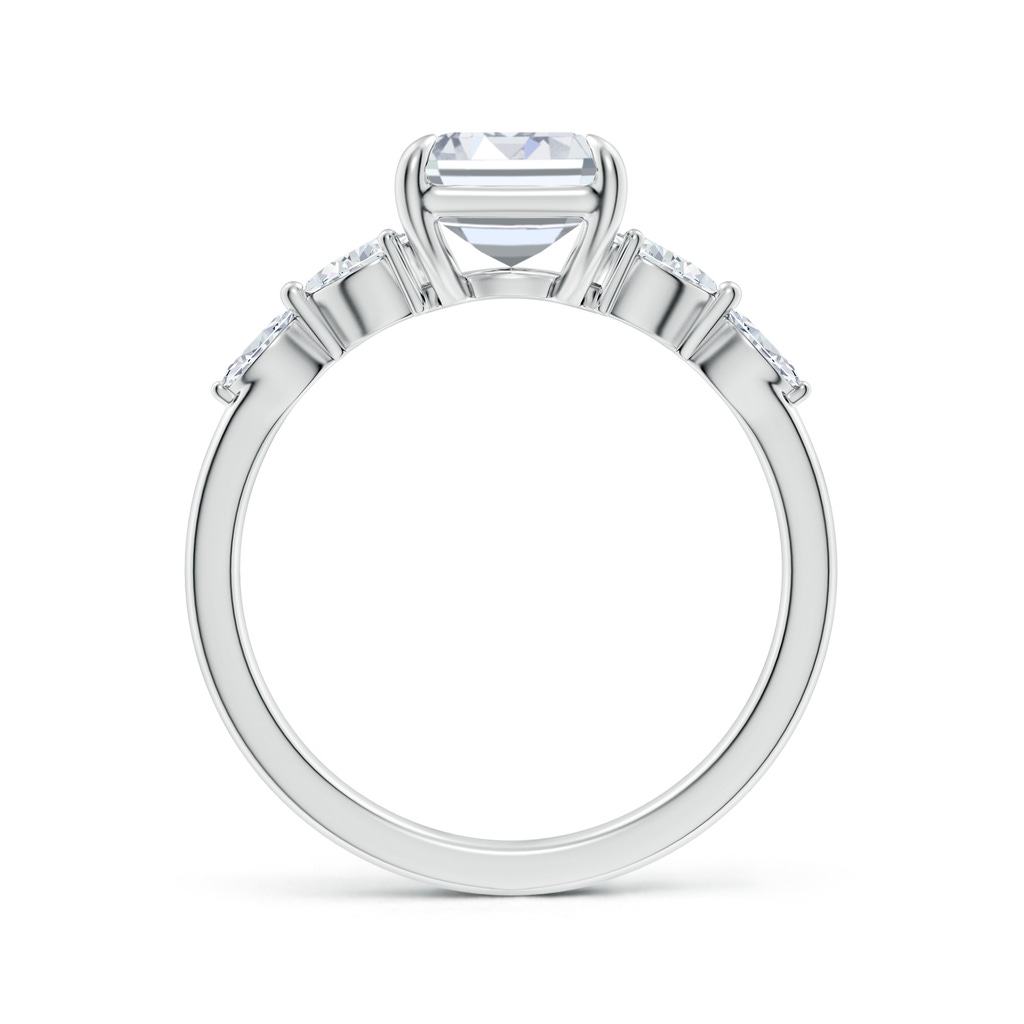 8.5x6.5mm FGVS Claw-Set Emerald-Cut Lab-Grown Diamond Side Stone Engagement Ring in White Gold - side 199
