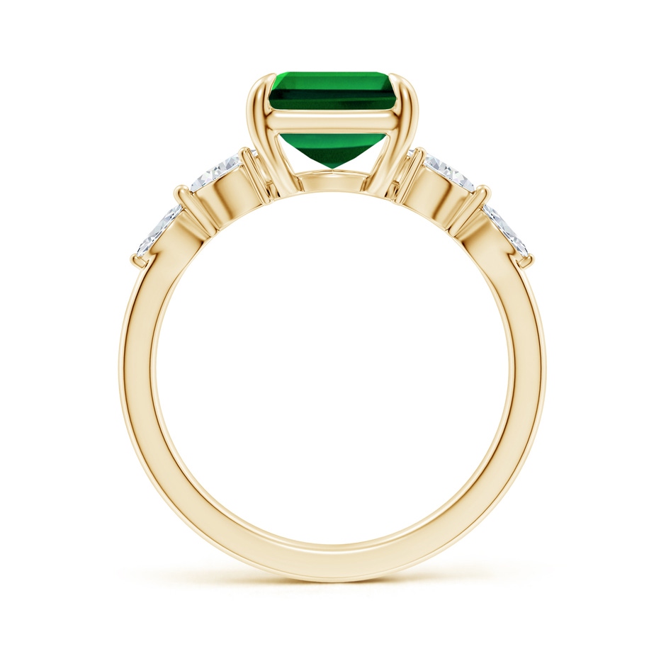 10x8mm Labgrown Lab-Grown Emerald-Cut Emerald Side Stone Engagement Ring in Yellow Gold side 199