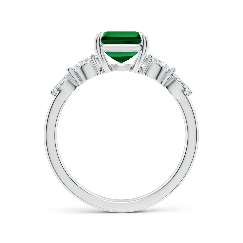 9x7mm Labgrown Lab-Grown Emerald-Cut Emerald Side Stone Engagement Ring in White Gold side 199