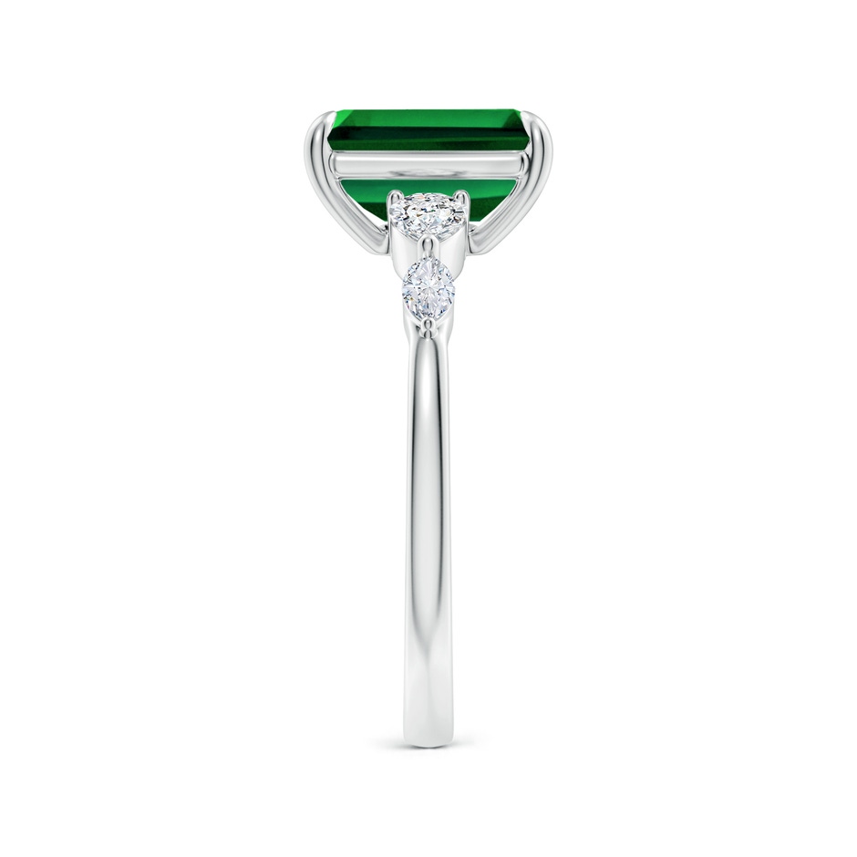 9x7mm Labgrown Lab-Grown Emerald-Cut Emerald Side Stone Engagement Ring in White Gold side 299