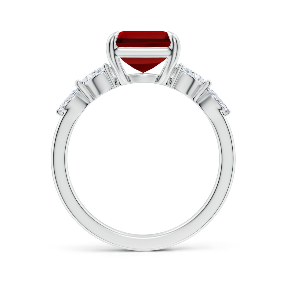 10x8mm Labgrown Claw-Set Emerald-Cut Lab-Grown Ruby Side Stone Engagement Ring in 18K White Gold side 199