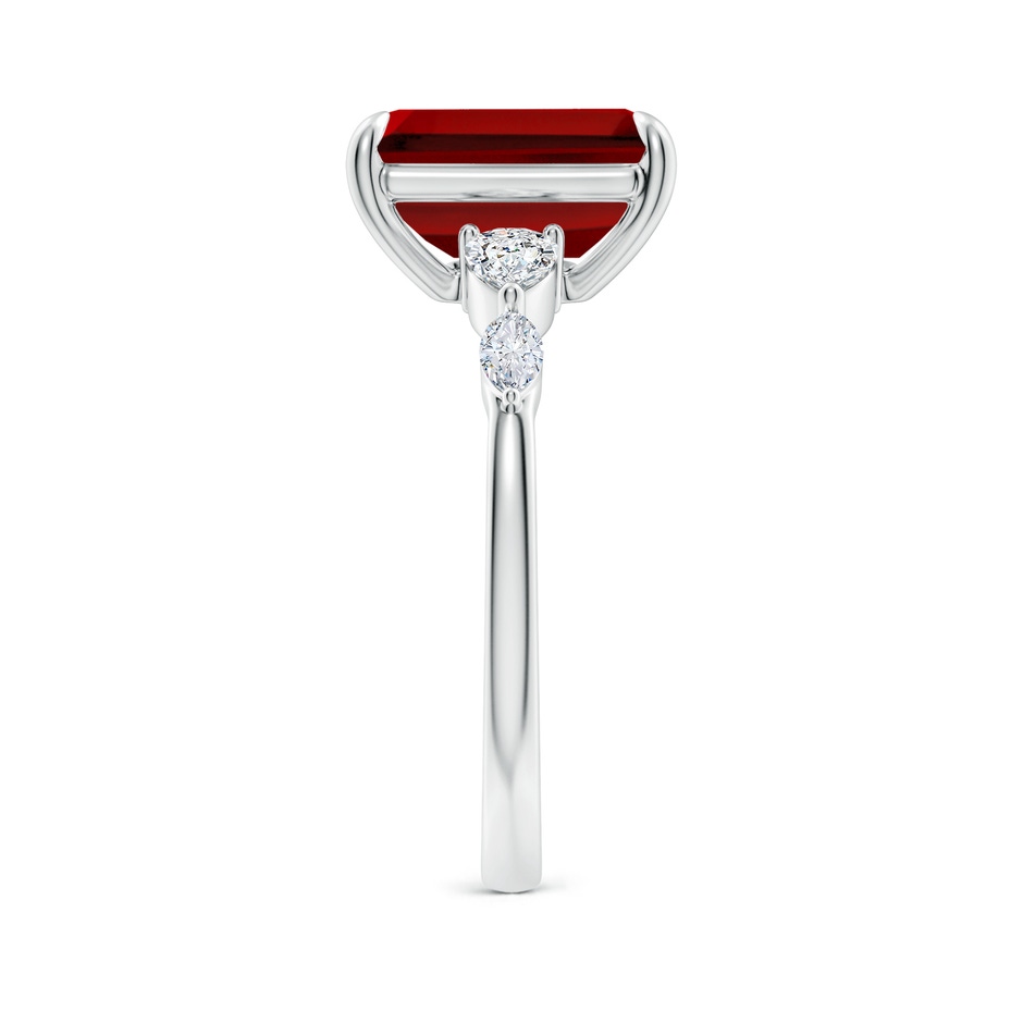 10x8mm Labgrown Claw-Set Emerald-Cut Lab-Grown Ruby Side Stone Engagement Ring in 18K White Gold side 299