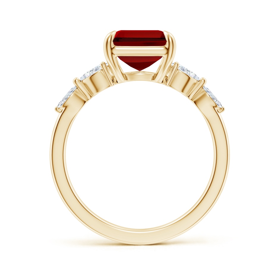10x8mm Labgrown Claw-Set Emerald-Cut Lab-Grown Ruby Side Stone Engagement Ring in 18K Yellow Gold side 199