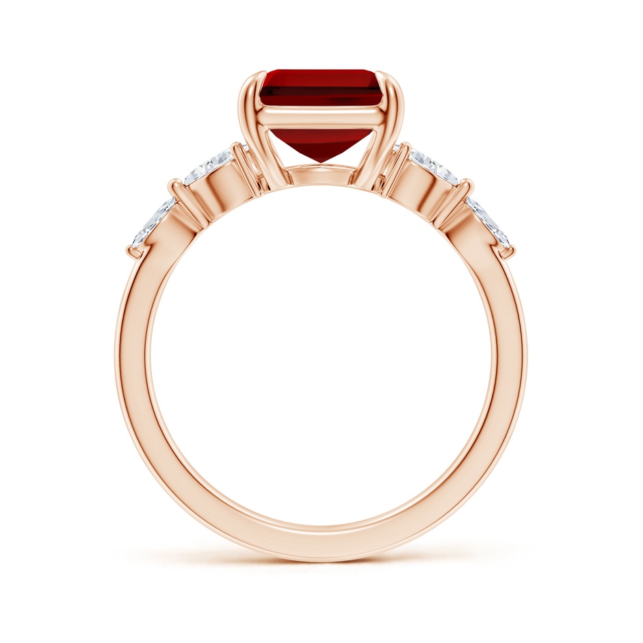 10x8mm Labgrown Claw-Set Emerald-Cut Lab-Grown Ruby Side Stone Engagement Ring in Rose Gold side 199
