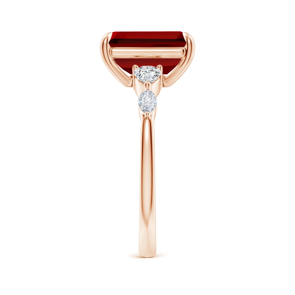 10x8mm Labgrown Claw-Set Emerald-Cut Lab-Grown Ruby Side Stone Engagement Ring in Rose Gold side 299