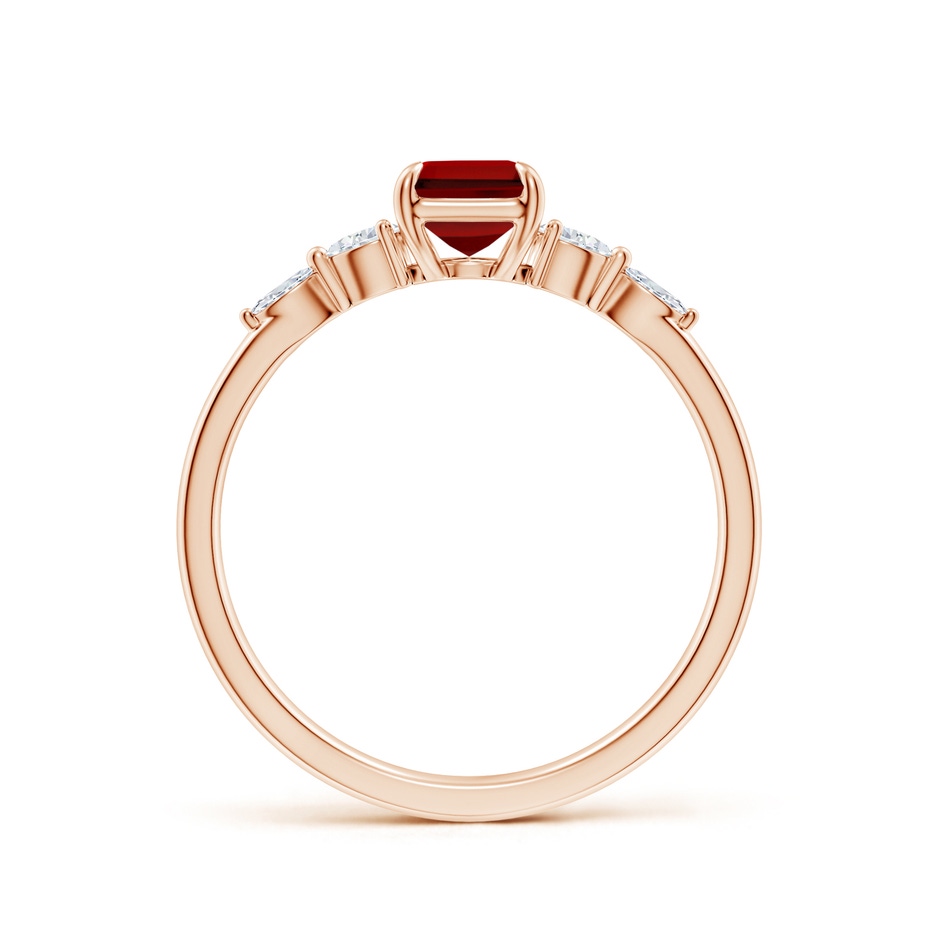 7x5mm Labgrown Claw-Set Emerald-Cut Lab-Grown Ruby Side Stone Engagement Ring in Rose Gold side 199