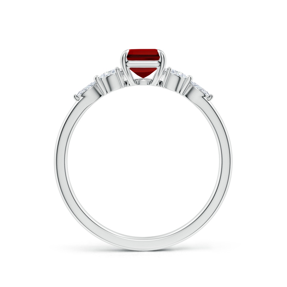 7x5mm Labgrown Claw-Set Emerald-Cut Lab-Grown Ruby Side Stone Engagement Ring in White Gold side 199