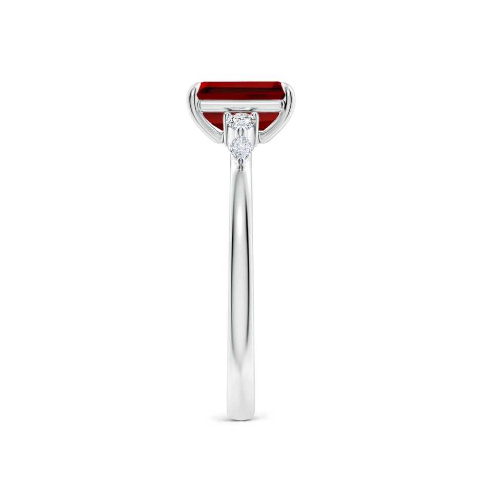 7x5mm Labgrown Claw-Set Emerald-Cut Lab-Grown Ruby Side Stone Engagement Ring in White Gold side 299