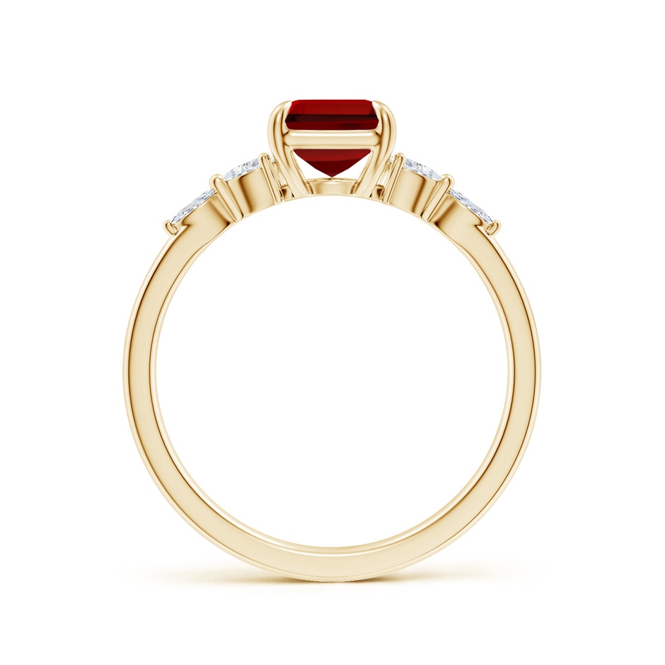 8x6mm Labgrown Claw-Set Emerald-Cut Lab-Grown Ruby Side Stone Engagement Ring in Yellow Gold side 199