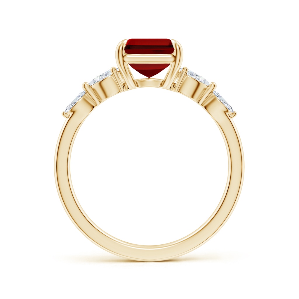 9x7mm Labgrown Claw-Set Emerald-Cut Lab-Grown Ruby Side Stone Engagement Ring in 18K Yellow Gold - side 199