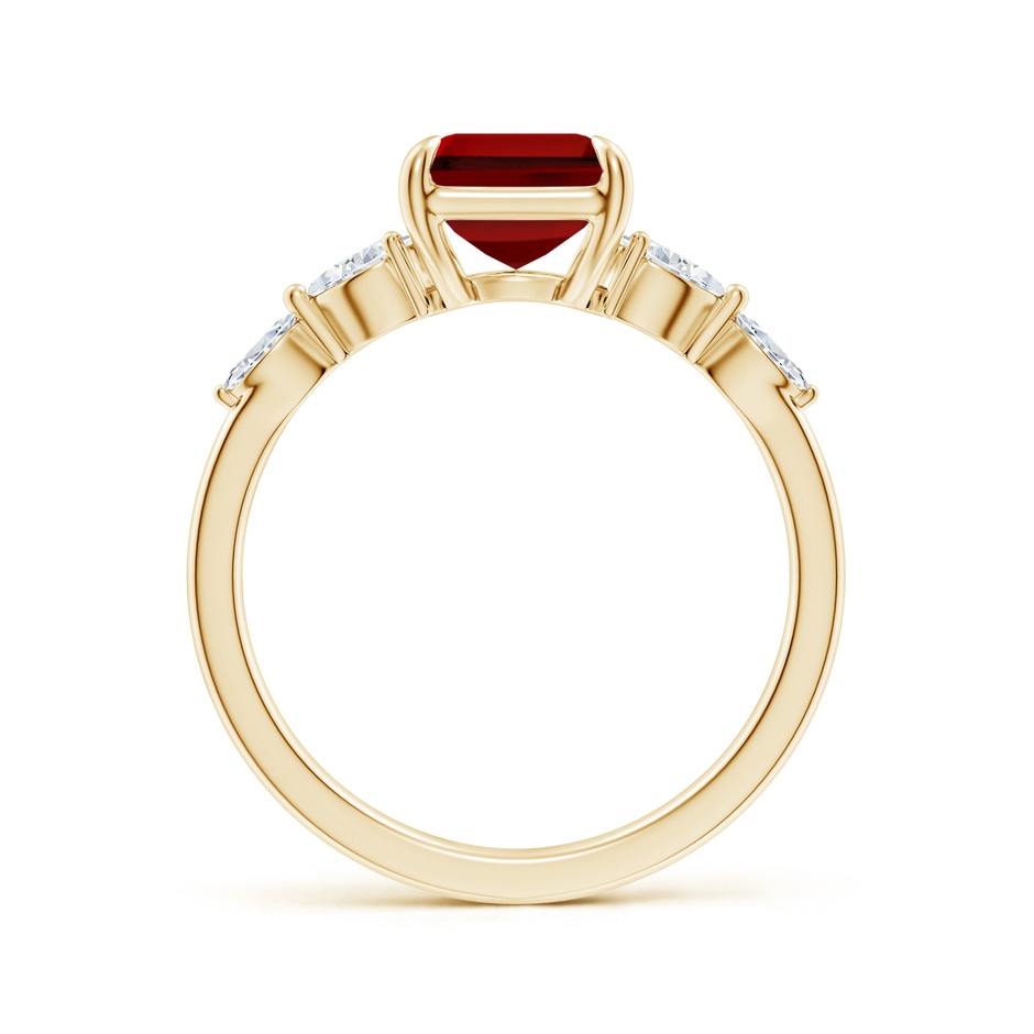 9x7mm Labgrown Lab-Grown Emerald-Cut Ruby Side Stone Engagement Ring in 18K Yellow Gold side 199