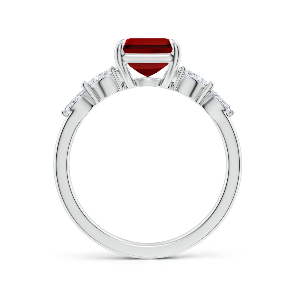 9x7mm Labgrown Lab-Grown Emerald-Cut Ruby Side Stone Engagement Ring in White Gold side 199