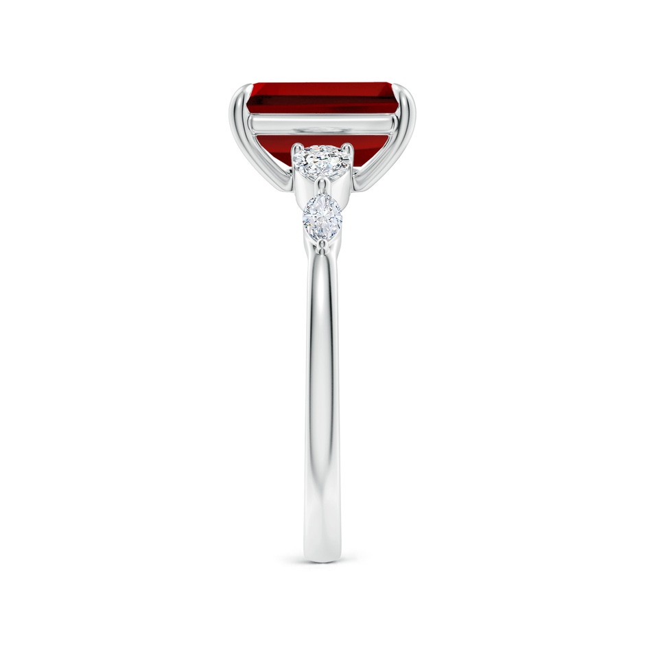 9x7mm Labgrown Lab-Grown Emerald-Cut Ruby Side Stone Engagement Ring in White Gold side 299