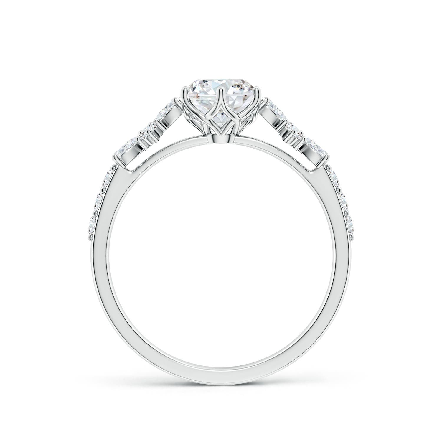 5.9mm FGVS Lab-Grown Round Diamond Side Stone Engagement Ring with Accents in 18K White Gold