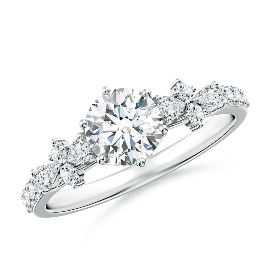 5.9mm FGVS Lab-Grown Round Diamond Side Stone Engagement Ring with Accents in White Gold 