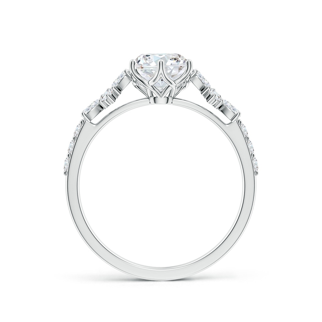 6.4mm FGVS Lab-Grown Round Diamond Side Stone Engagement Ring with Accents in 18K White Gold - side 199