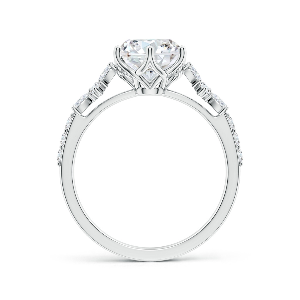 8mm FGVS Lab-Grown Round Diamond Side Stone Engagement Ring with Accents in White Gold - side 199