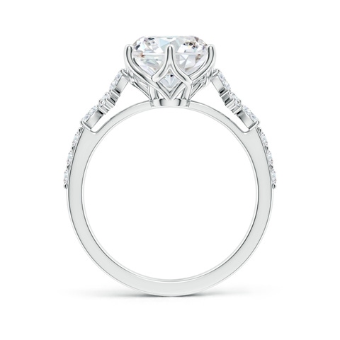 9.2mm FGVS Lab-Grown Round Diamond Side Stone Engagement Ring with Accents in White Gold