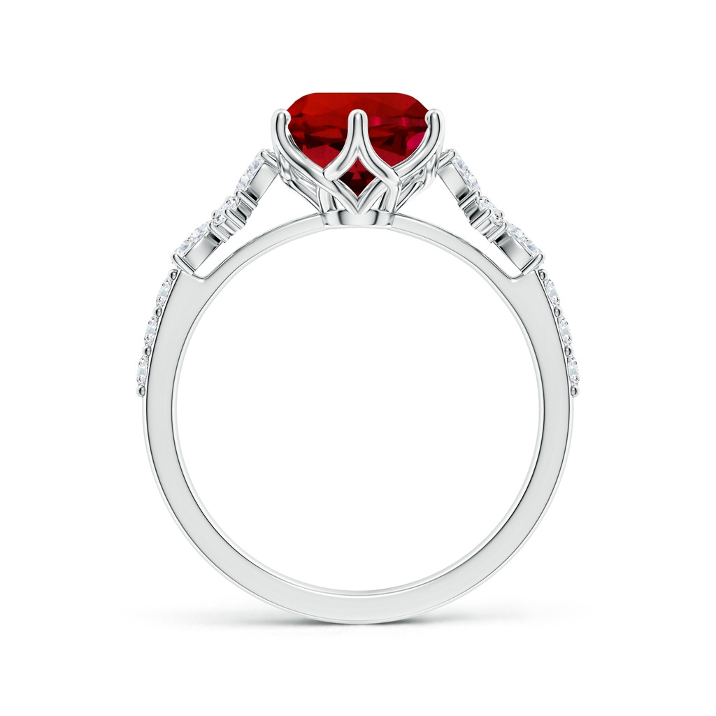 8mm Labgrown Lab-Grown Round Ruby Side Stone Engagement Ring with Accents in White Gold Side 199
