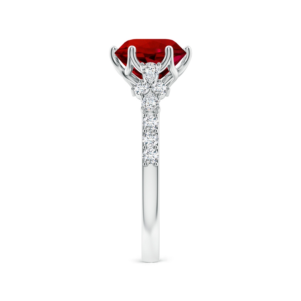 8mm Labgrown Lab-Grown Round Ruby Side Stone Engagement Ring with Accents in White Gold Side 299