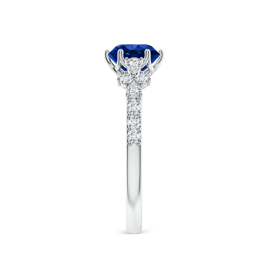 6.5mm Labgrown Lab-Grown Round Blue Sapphire Side Stone Engagement Ring with Accents in 18K White Gold side 299