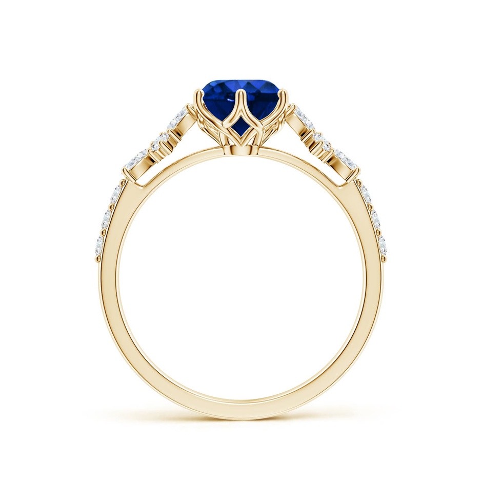 6.5mm Labgrown Lab-Grown Round Blue Sapphire Side Stone Engagement Ring with Accents in 18K Yellow Gold side 199