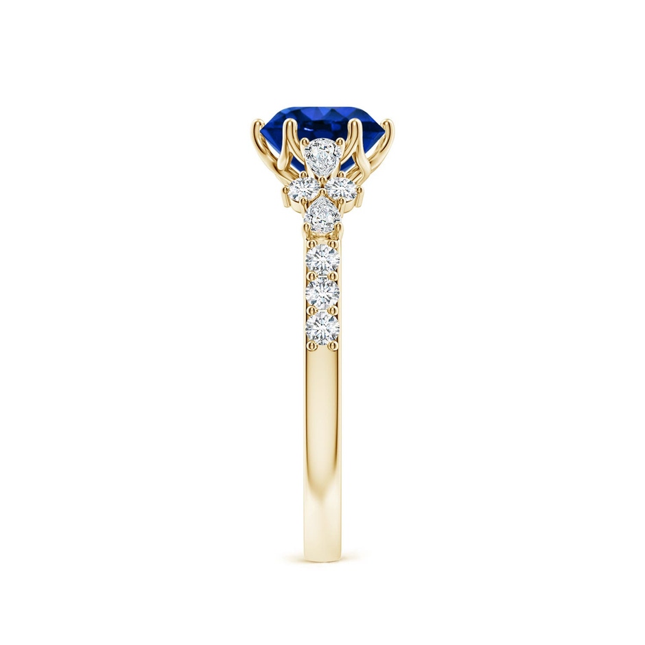 6.5mm Labgrown Lab-Grown Round Blue Sapphire Side Stone Engagement Ring with Accents in 18K Yellow Gold side 299