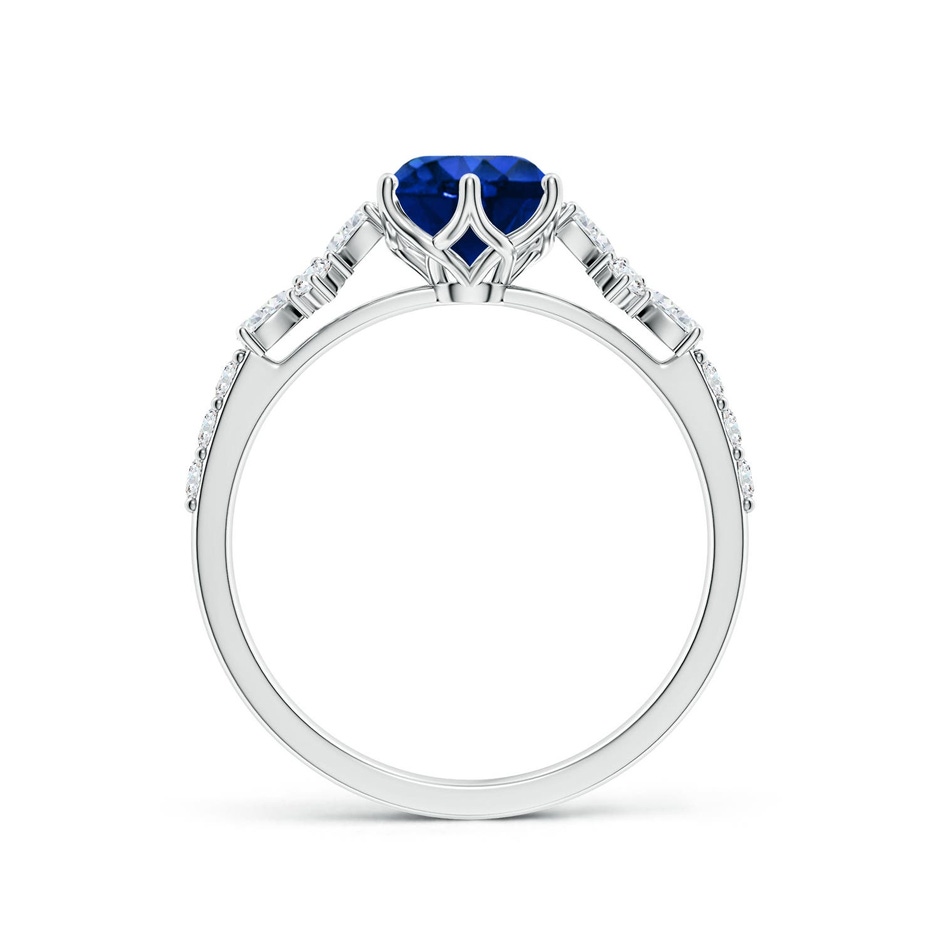 6.5mm Labgrown Lab-Grown Round Blue Sapphire Side Stone Engagement Ring with Accents in P950 Platinum side 199