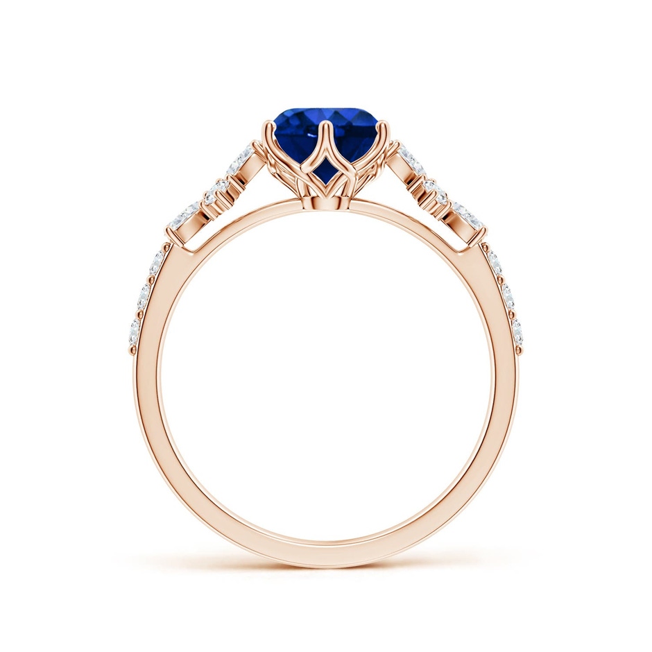 6.5mm Labgrown Lab-Grown Round Blue Sapphire Side Stone Engagement Ring with Accents in Rose Gold side 199