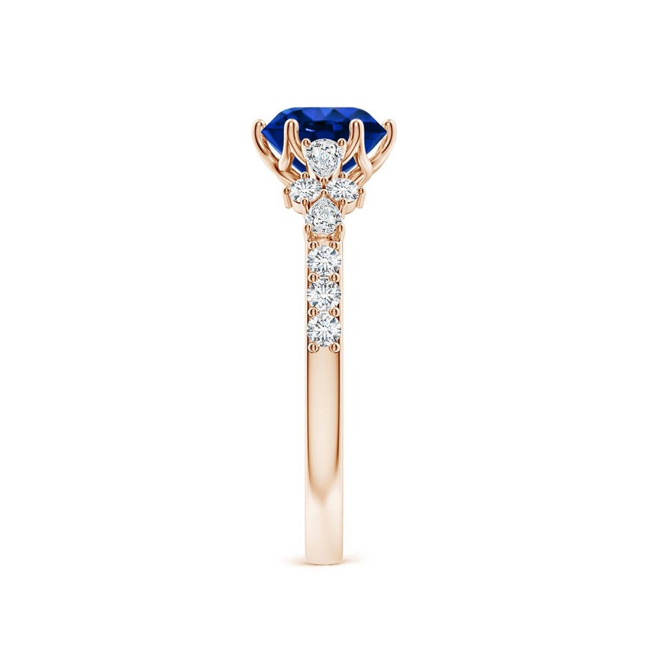 6.5mm Labgrown Lab-Grown Round Blue Sapphire Side Stone Engagement Ring with Accents in Rose Gold side 299