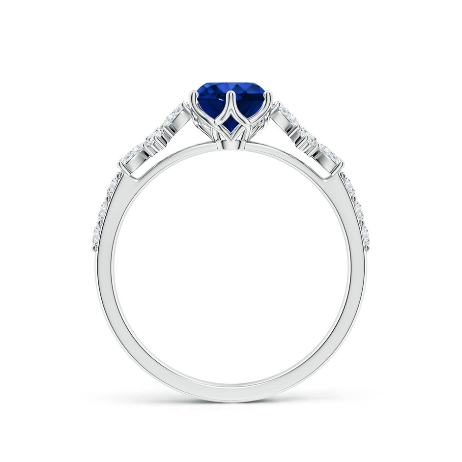 6mm Labgrown Lab-Grown Round Blue Sapphire Side Stone Engagement Ring with Accents in 9K White Gold side 199