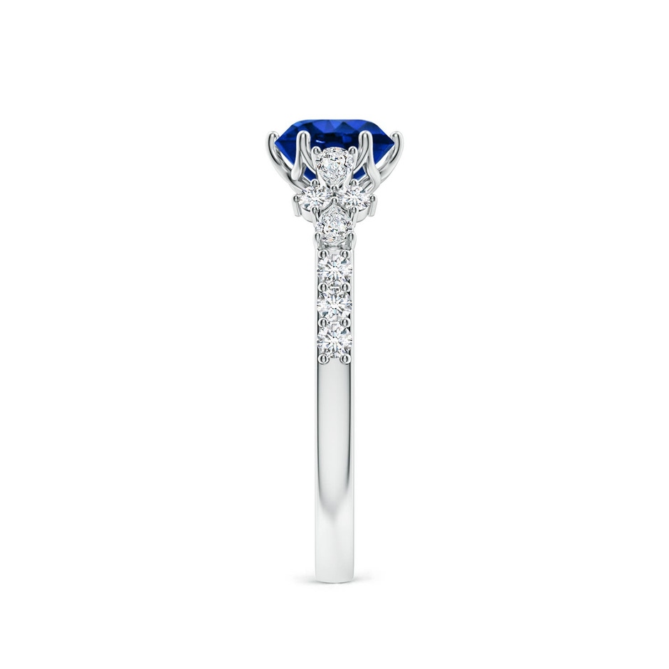 6mm Labgrown Lab-Grown Round Blue Sapphire Side Stone Engagement Ring with Accents in 9K White Gold side 299