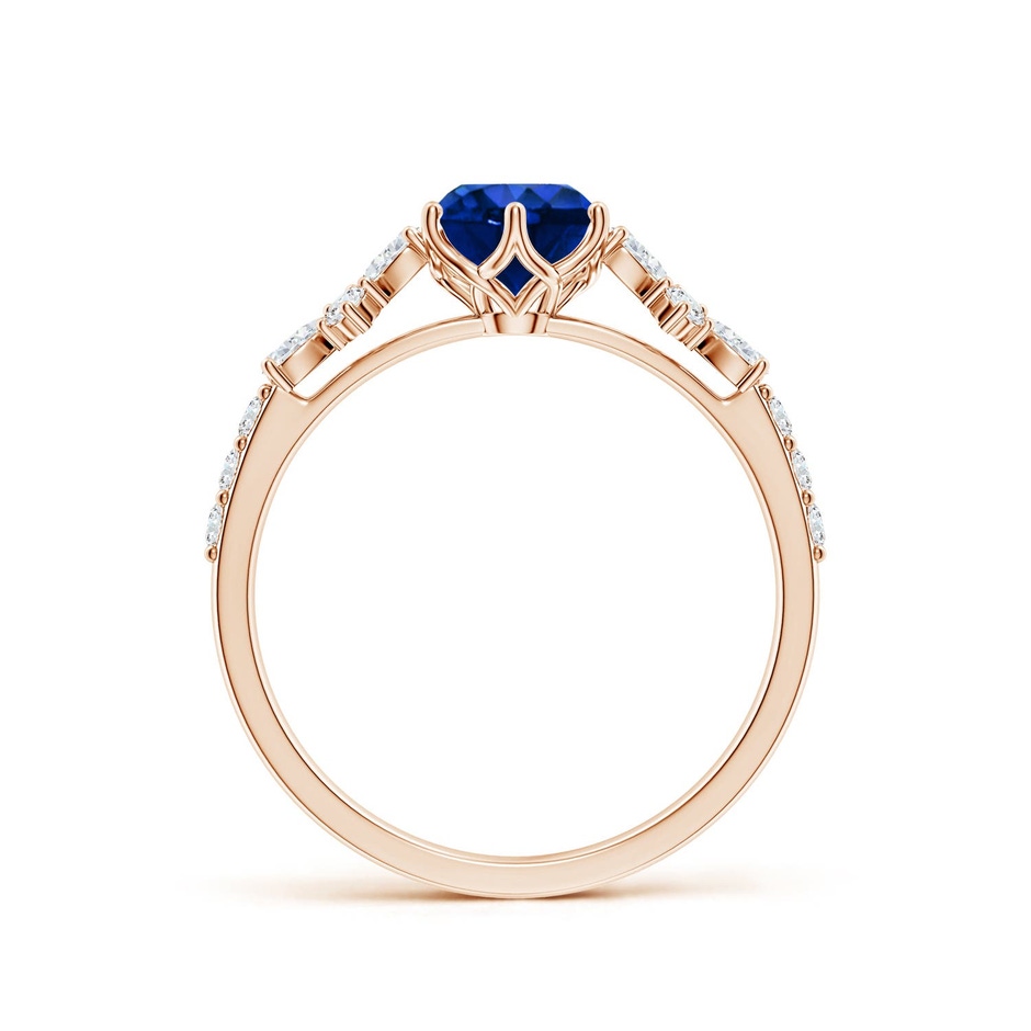 6mm Labgrown Lab-Grown Round Blue Sapphire Side Stone Engagement Ring with Accents in Rose Gold side 199