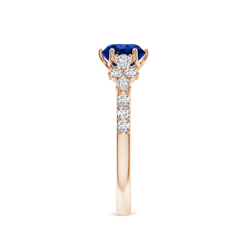 6mm Labgrown Lab-Grown Round Blue Sapphire Side Stone Engagement Ring with Accents in Rose Gold side 299