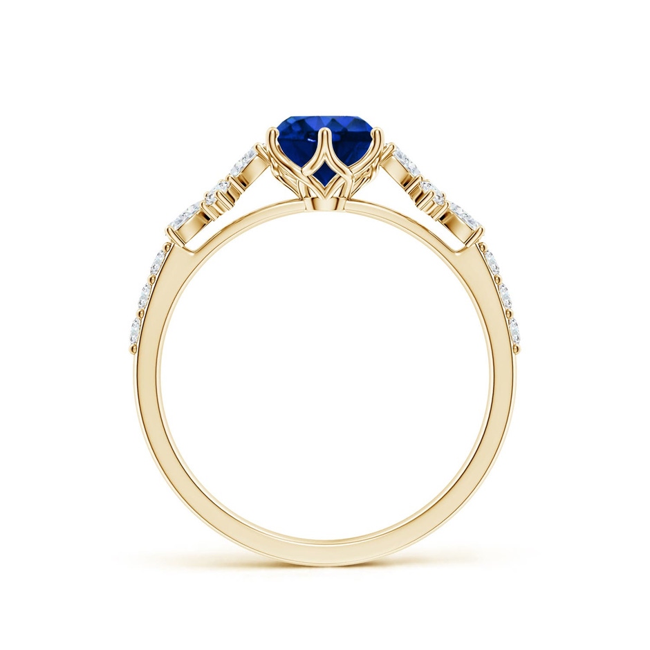 6mm Labgrown Lab-Grown Round Blue Sapphire Side Stone Engagement Ring with Accents in Yellow Gold side 199