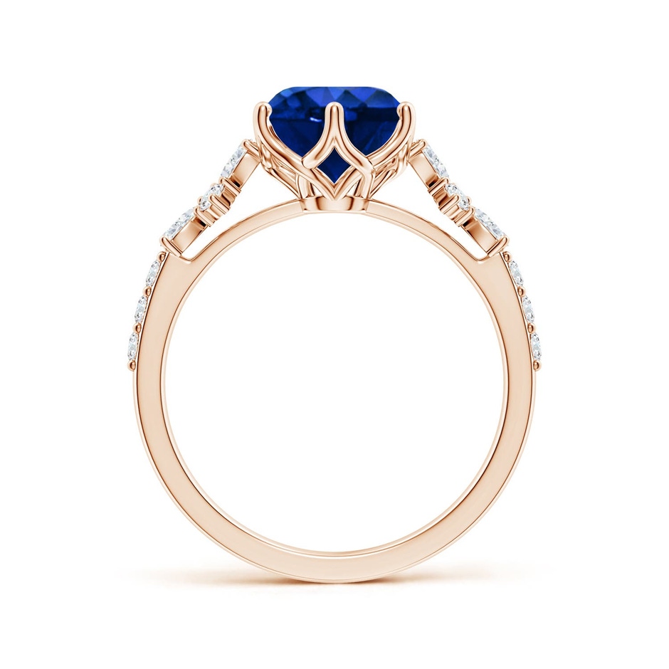 8mm Labgrown Lab-Grown Round Blue Sapphire Side Stone Engagement Ring with Accents in 18K Rose Gold side 199