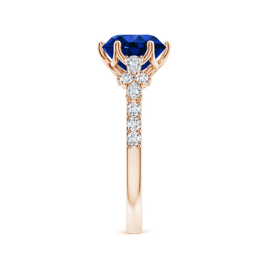 8mm Labgrown Lab-Grown Round Blue Sapphire Side Stone Engagement Ring with Accents in 18K Rose Gold side 299