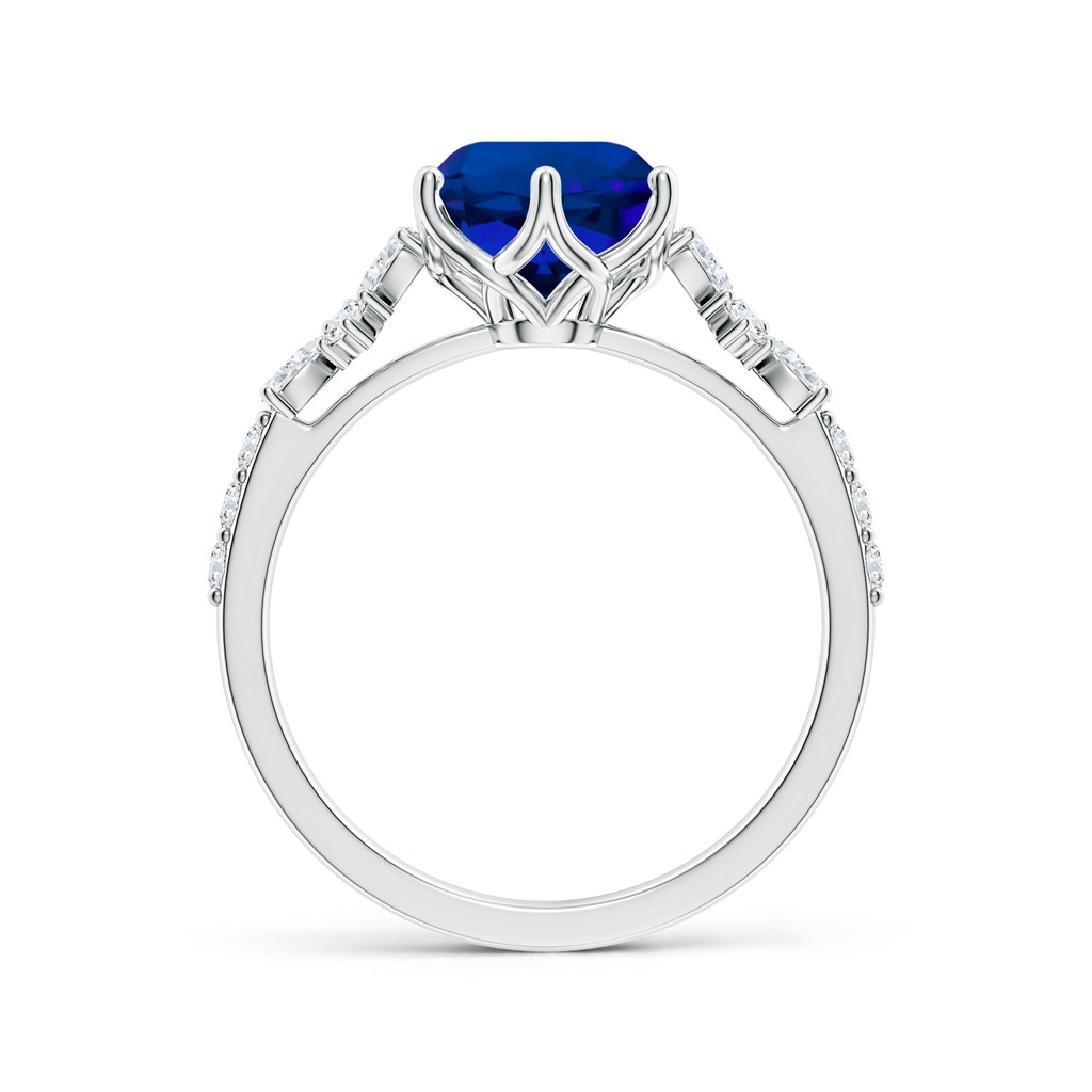 8mm Labgrown Lab-Grown Round Blue Sapphire Side Stone Engagement Ring with Accents in White Gold Side 199