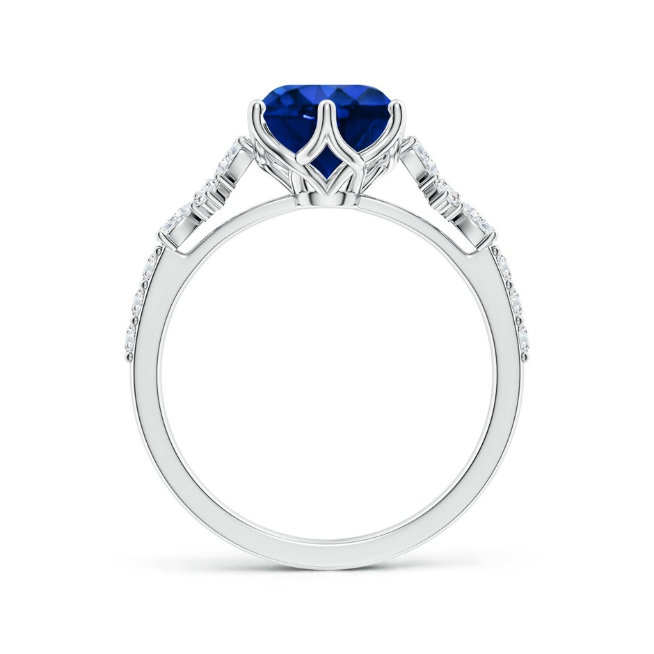 8mm Labgrown Lab-Grown Round Blue Sapphire Side Stone Engagement Ring with Accents in White Gold side 199