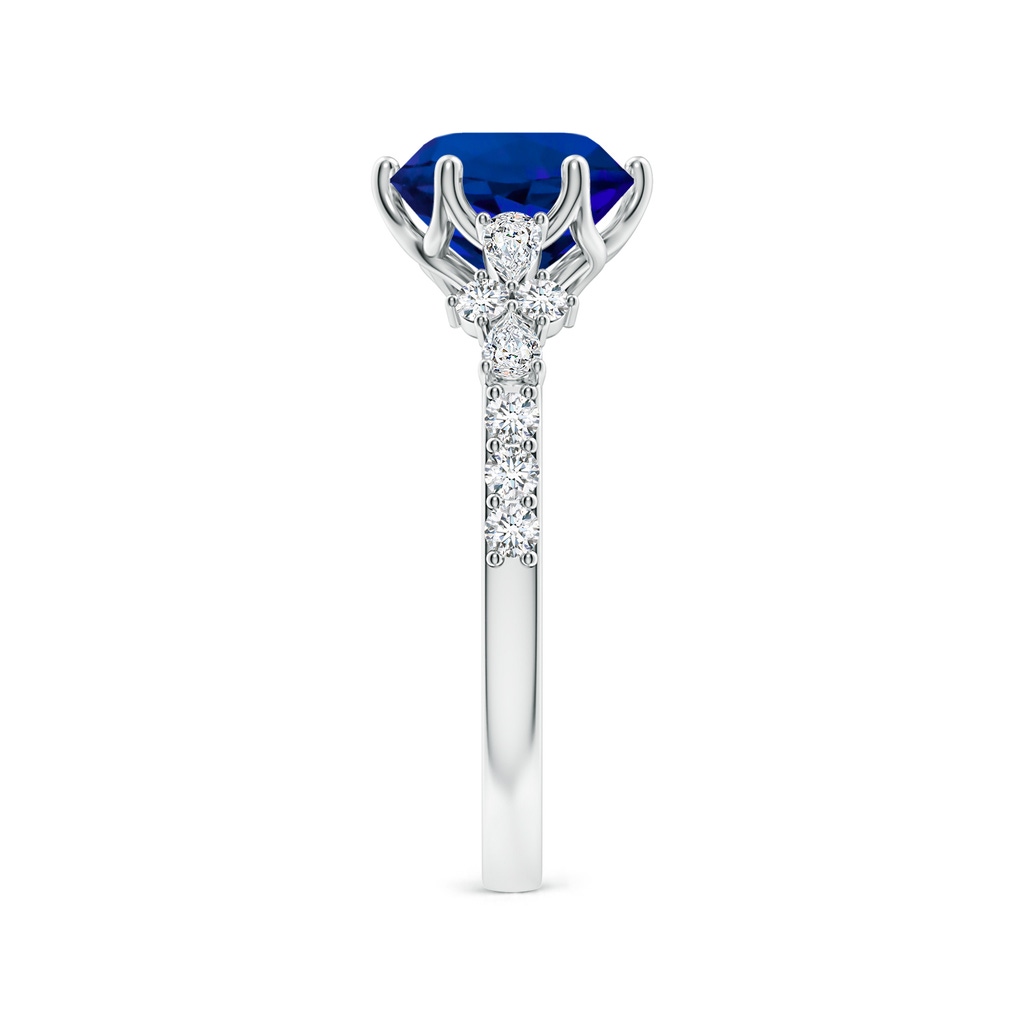 8mm Labgrown Lab-Grown Round Blue Sapphire Side Stone Engagement Ring with Accents in White Gold Side 299
