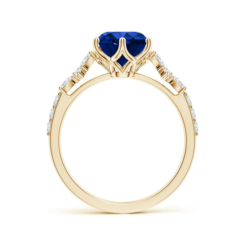 8mm Labgrown Lab-Grown Round Blue Sapphire Side Stone Engagement Ring with Accents in Yellow Gold side 199