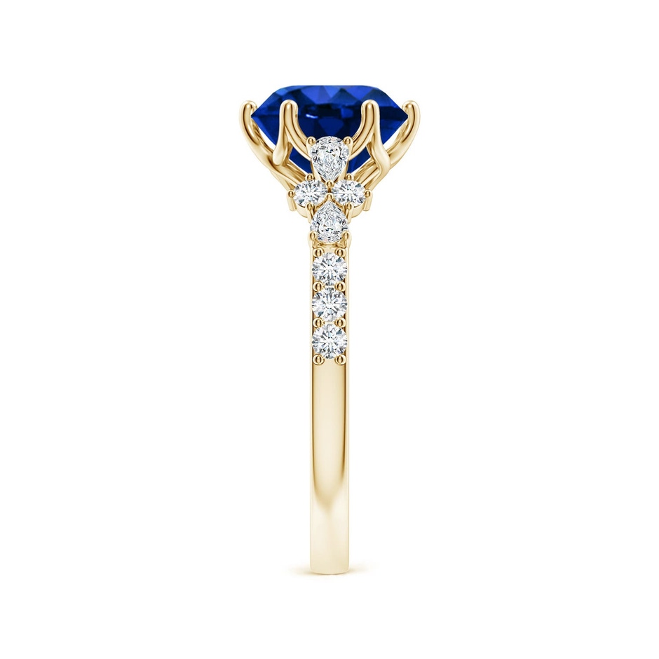 8mm Labgrown Lab-Grown Round Blue Sapphire Side Stone Engagement Ring with Accents in Yellow Gold side 299