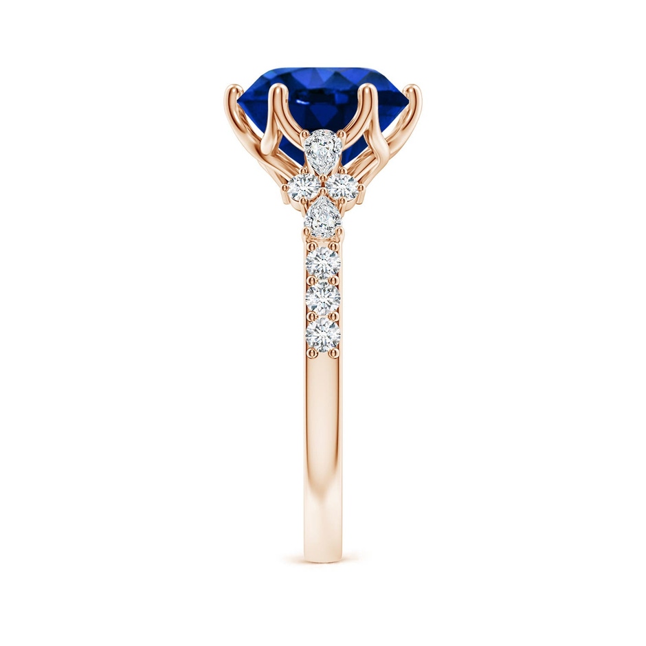 9mm Labgrown Lab-Grown Round Blue Sapphire Side Stone Engagement Ring with Accents in 18K Rose Gold side 299